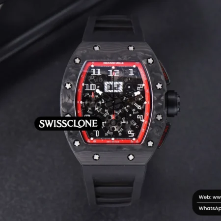 Richard Mille RM011 NTPT Chrono KVF Red Skeleton Dial on Black Crown Black Rubber High Resolution View