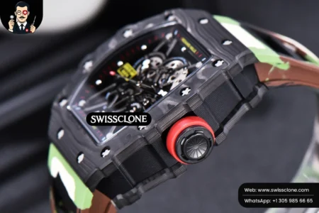 Richard Mille RM035 02 KVF Skeleton Dial Red on Green Camouflage Rubber MIYOTA8215 High Resolution View