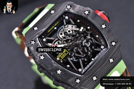 Richard Mille RM035 02 KVF Skeleton Dial Red on Green Camouflage Rubber MIYOTA8215 High Resolution View