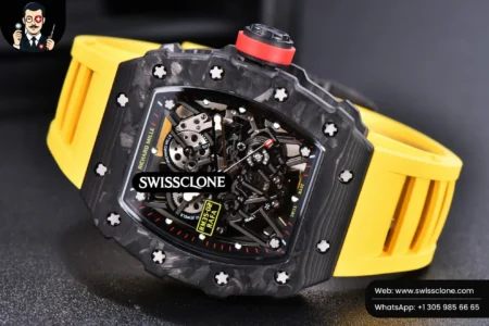 Richard Mille RM035 02 KVF Skeleton Dial Red on Yellow Rubber MIYOTA8215 High Resolution View
