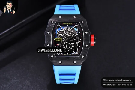 Richard Mille RM035 02 KVF Skeleton Dial Red on Blue Rubber MIYOTA8215 High Resolution View