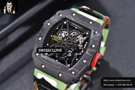 Richard Mille RM035 02 KVF Skeleton Dial Red on Green Camouflage Rubber MIYOTA8215 High Resolution View