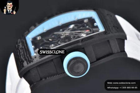 Richard Mille RM055 Real NTPT 42.7mm BBRF Blue Skeleton Dial White Rubber RMUL2 High Resolution View