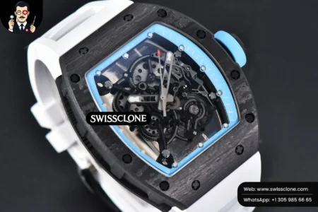 Richard Mille RM055 Real NTPT 42.7mm BBRF Blue Skeleton Dial White Rubber RMUL2 High Resolution View