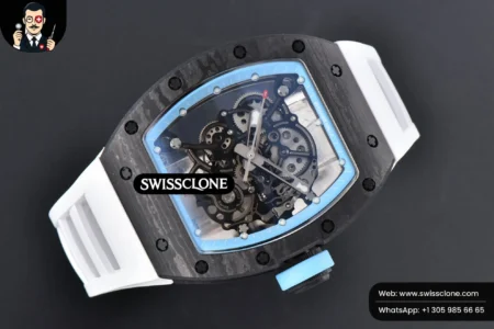 Richard Mille RM055 Real NTPT 42.7mm BBRF Blue Skeleton Dial White Rubber RMUL2 High Resolution View