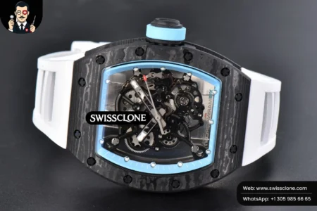 Richard Mille RM055 Real NTPT 42.7mm BBRF Blue Skeleton Dial White Rubber RMUL2 High Resolution View