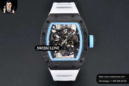 Richard Mille RM055 Real NTPT 42.7mm BBRF Blue Skeleton Dial White Rubber RMUL2 High Resolution View