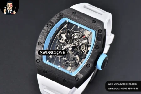 Richard Mille RM055 Real NTPT 42.7mm BBRF Blue Skeleton Dial White Rubber RMUL2 High Resolution View