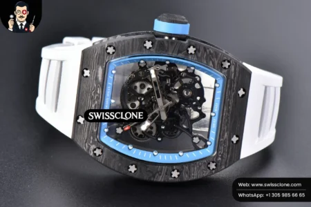 Richard Mille RM055 Real NTPT 42mm RMF Blue Skeleton Dial White Rubber RMUL2 High Resolution View