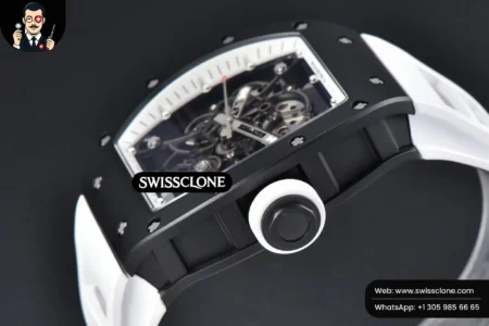 Richard Mille RM055 42.7mm BBRF Black NTPT White Skeleton Dial White Rubber RMUL2 High Resolution View