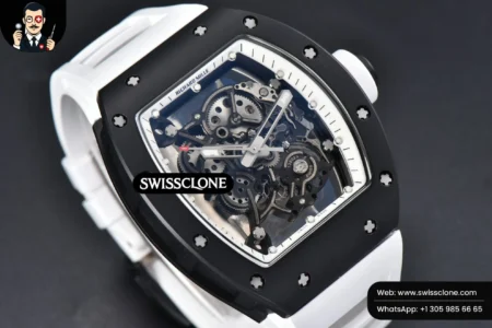 Richard Mille RM055 42.7mm BBRF Black NTPT White Skeleton Dial White Rubber RMUL2 High Resolution View