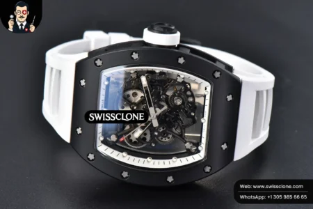 Richard Mille RM055 42.7mm BBRF Black NTPT White Skeleton Dial White Rubber RMUL2 High Resolution View