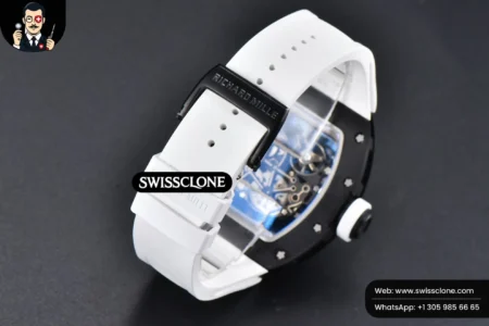 Richard Mille RM055 42.7mm BBRF Black NTPT White Skeleton Dial White Rubber RMUL2 High Resolution View