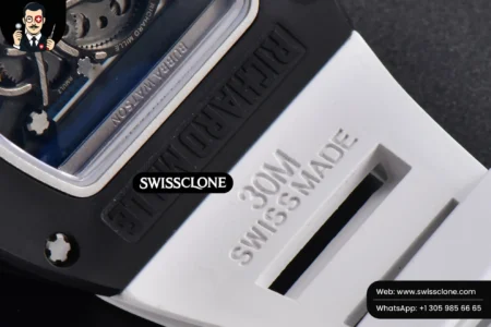 Richard Mille RM055 42.7mm BBRF Black NTPT White Skeleton Dial White Rubber RMUL2 High Resolution View