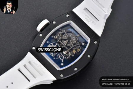 Richard Mille RM055 42.7mm BBRF Black NTPT White Skeleton Dial White Rubber RMUL2 High Resolution View