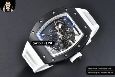 Richard Mille RM055 42.7mm BBRF Black NTPT White Skeleton Dial White Rubber RMUL2 High Resolution View