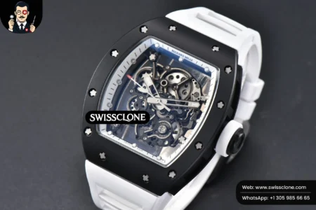 Richard Mille RM055 42.7mm BBRF Black NTPT White Skeleton Dial White Rubber RMUL2 High Resolution View