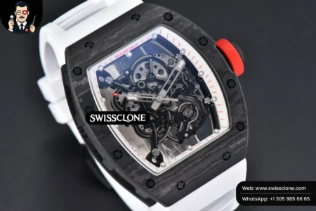 Richard Mille RM055 Real NTPT 42.7mm BBRF White Skeleton Dial Red Crown White Rubber RMUL2 High Resolution View