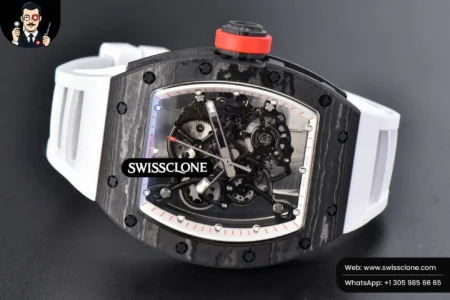 Richard Mille RM055 Real NTPT 42.7mm BBRF White Skeleton Dial Red Crown White Rubber RMUL2 High Resolution View