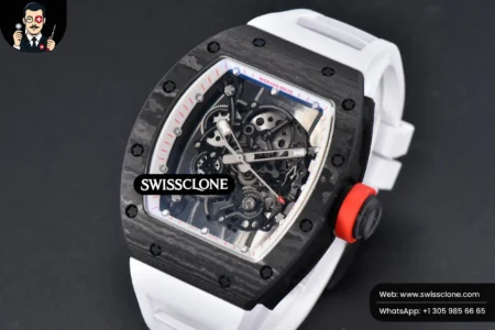 Richard Mille RM055 Real NTPT 42.7mm BBRF White Skeleton Dial Red Crown White Rubber RMUL2 High Resolution View