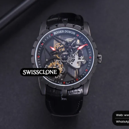 Rolex Roger Dubuis Excalibur Spider BBRF 47mm Skeleton Dial Black Leather Flying Tourbillon Manual Wind High Resolution View