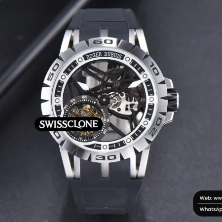 Rolex Roger Dubuis Excalibur Sports Tourbillon Titanium JBF 46mm Skeleton Dial Black Crown Black Rubber High Resolution View