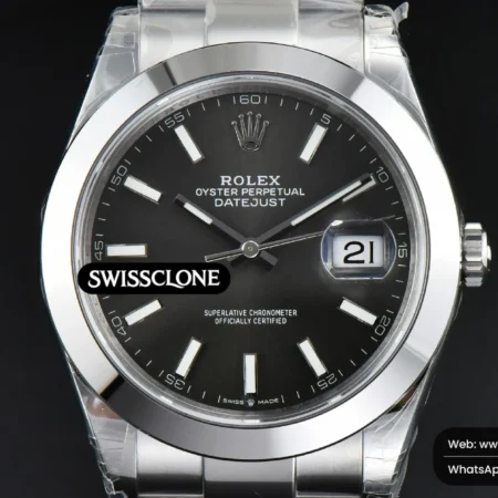Rolex DateJust 41mm 126300 Smooth Bezel Gray Dial Oyster VS3235 High Resolution View