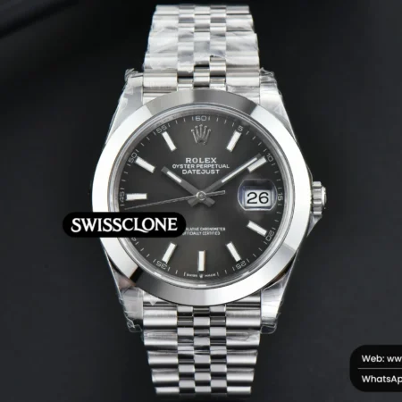 Rolex DateJust 41mm 126300 Smooth Bezel Gray Dial Jubilee VS3235 High Resolution View