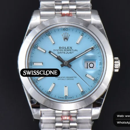 Rolex DateJust 41M 126300 Tungsten Smooth Bezel Tiffany Blue Dial Jubilee VR3235 Tungsten High Resolution View