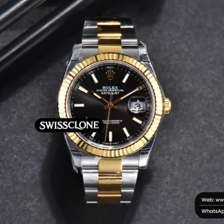 Rolex DateJust 41mm 126333 YG/SS Fluted Bezel Black Dial Oyster VS3235 High Resolution View