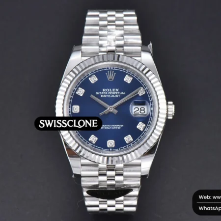 Rolex DateJust 41mm 126334 904L Clean Blue Dial Diamond Marker Jubilee VR3235 (Clean Factory) High Resolution View