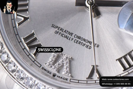 Rolex DateJust 36mm Silver Dial Diamond Roma Marker Diamond Bezel Oyster High Resolution View