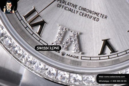 Rolex DateJust 36mm Silver Dial Diamond Roma Marker Diamond Bezel Oyster High Resolution View