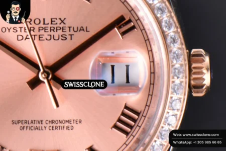 Rolex DateJust 36mm SS/RG Dial Diamond Roma Marker Diamond Bezel Oyster High Resolution View