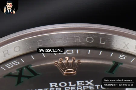 Rolex DateJust 36mm RG/SS Smooth Bezel Gray Wimbledon Dial Jubilee High Resolution View