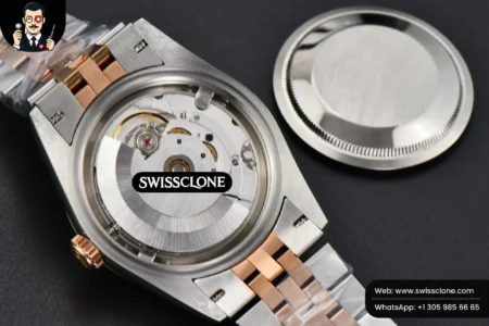 Rolex DateJust 36mm RG/SS Smooth Bezel Gray Wimbledon Dial Jubilee High Resolution View