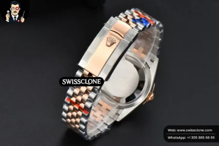Rolex DateJust 36mm RG/SS Smooth Bezel Gray Wimbledon Dial Jubilee High Resolution View
