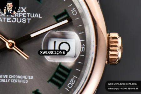 Rolex DateJust 36mm RG/SS Smooth Bezel Gray Wimbledon Dial Jubilee High Resolution View