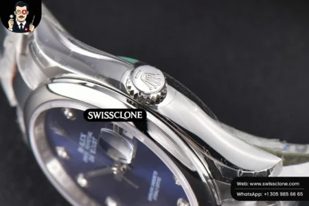 Rolex DateJust 36mm Smooth Bezel Blue Dial Diamond Marker Oyster VR3235 High Resolution View