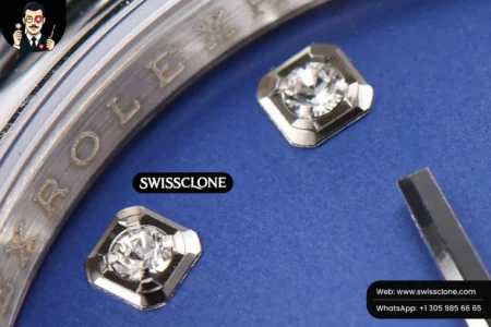 Rolex DateJust 36mm Smooth Bezel Blue Dial Diamond Marker Oyster VR3235 High Resolution View