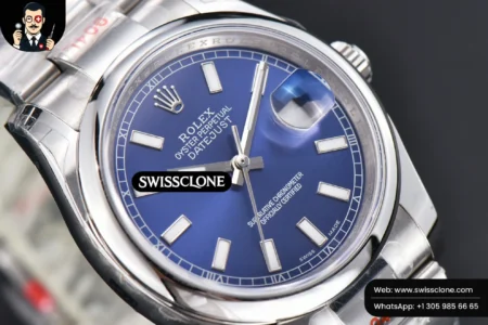 Rolex DateJust 36mm Smooth Bezel Blue Dial Lume Marker Oyster VR3235 High Resolution View