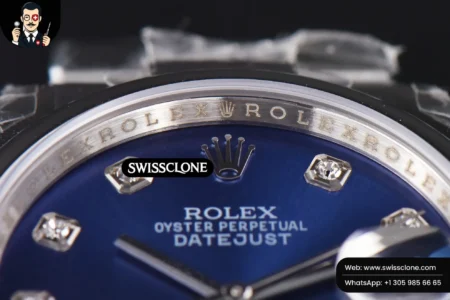 Rolex DateJust 36mm Smooth Bezel Blue Dial Diamond Marker Oyster VR3235 High Resolution View
