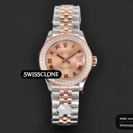 Rolex DateJust 28mm Ladies WF RG/SS Diamond Dial Roma Marker Jubilee High Resolution View