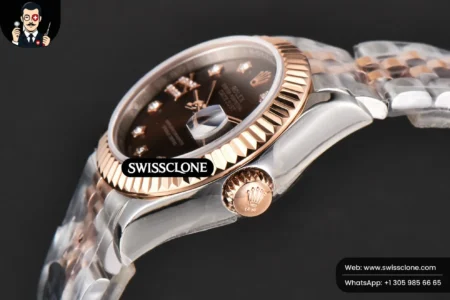 Rolex DateJust 28mm Ladies WF RG/SS Brown Dial Diamond Roma Marker Jubilee High Resolution View