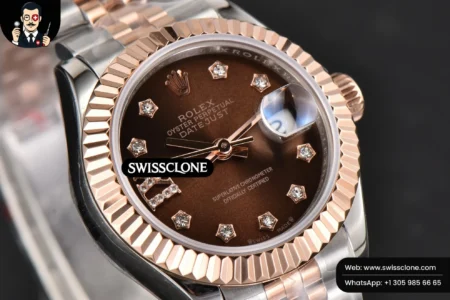 Rolex DateJust 28mm Ladies WF RG/SS Brown Dial Diamond Roma Marker Jubilee High Resolution View