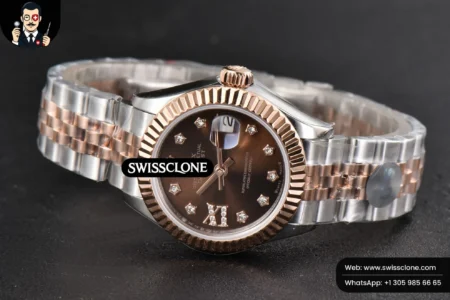 Rolex DateJust 28mm Ladies WF RG/SS Brown Dial Diamond Roma Marker Jubilee High Resolution View