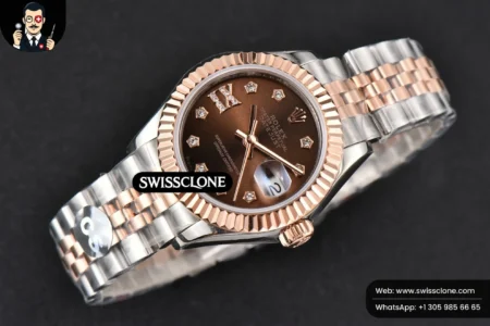 Rolex DateJust 28mm Ladies WF RG/SS Brown Dial Diamond Roma Marker Jubilee High Resolution View