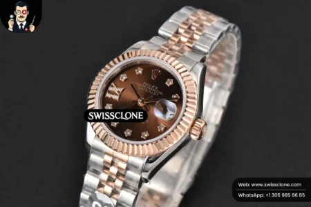 Rolex DateJust 28mm Ladies WF RG/SS Brown Dial Diamond Roma Marker Jubilee High Resolution View