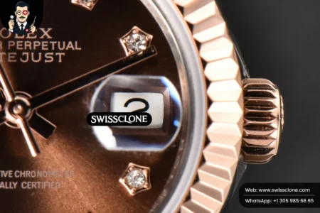 Rolex DateJust 28mm Ladies WF RG/SS Brown Dial Diamond Roma Marker Jubilee High Resolution View