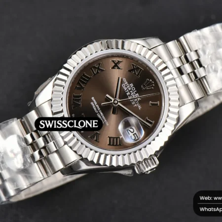 Rolex DateJust 28mm Ladies WF Gray Dial Roma Marker Jubilee High Resolution View